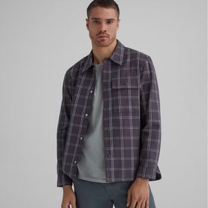 Club Monaco Men’s Work Shirt Cotton Blend Windowpane Military Olive Color Size S